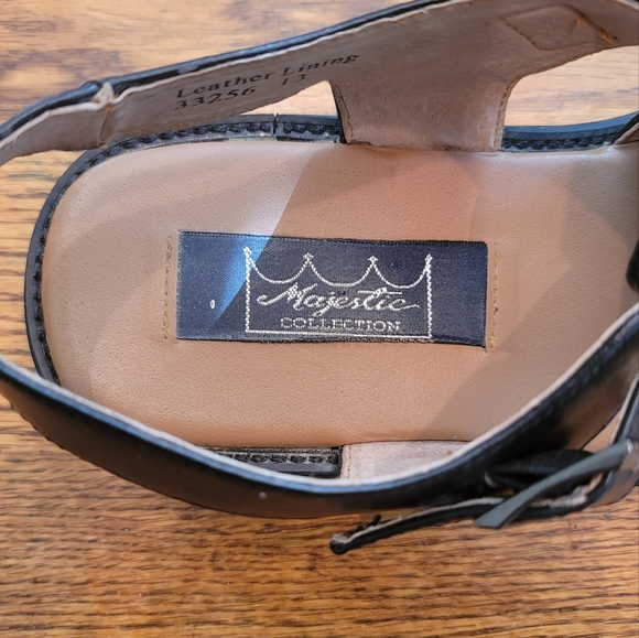 Majestic Collection Black Leather Open Closed Toe Slingback Sandals Shoes 13 - Picture 10 of 11